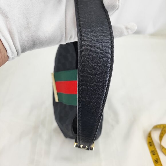 GUCCI Black GG Logo Canvas Hobo Bag - Picture 9 of 16